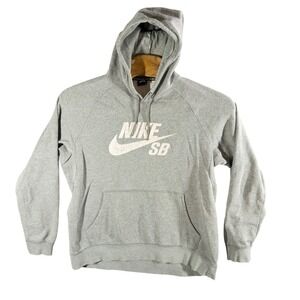 Nike SB Icon Pullover Hoodie Mens XL Gray Long Sleeve Skateboarding *Distressed*